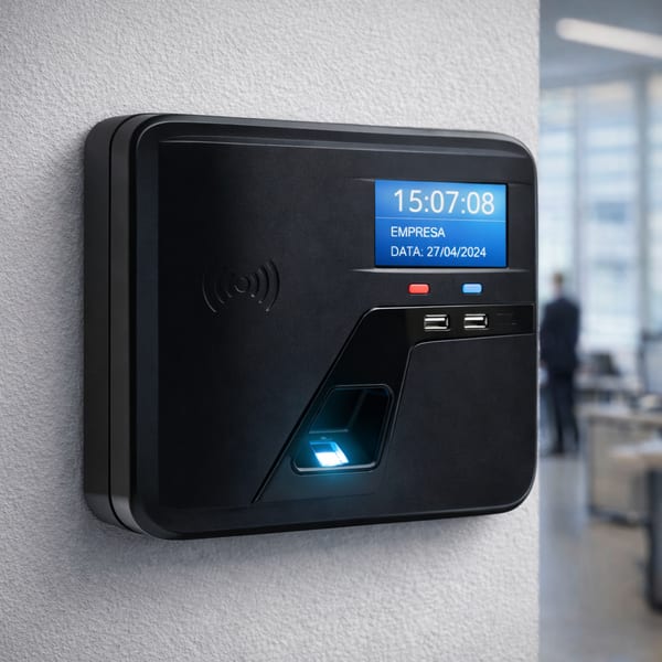 REP-A - Terminal de ponto alternativo com biometria digital e display LCD instalado na parede